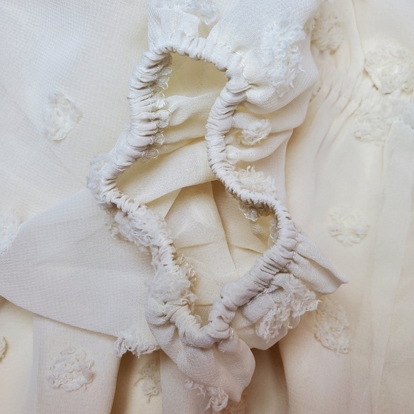 Lulus Frill Factor Cream Dotted Sheer Sleeve Romper Sz XS - Picture 13 of 17